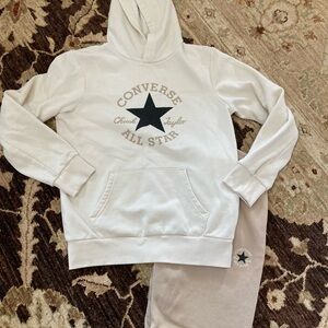 Converse Kids Cream Hoodie with Black Logo